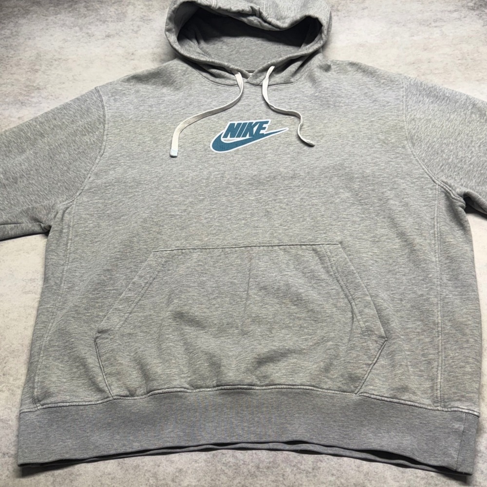 Nike Just Do It Graphic Pullover Mens Large Gray Hoodie Y2K Skater Streetwear - Picture 9 of 10